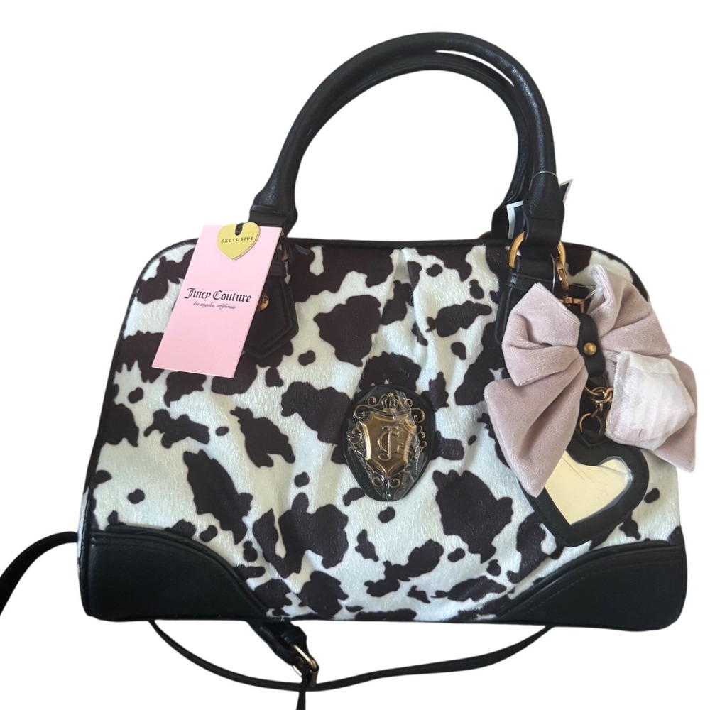 Juicy Cow Western Chic‎ 
 Shoulder Bag Crossbody Strap Charm Bag Bow Heart NWT